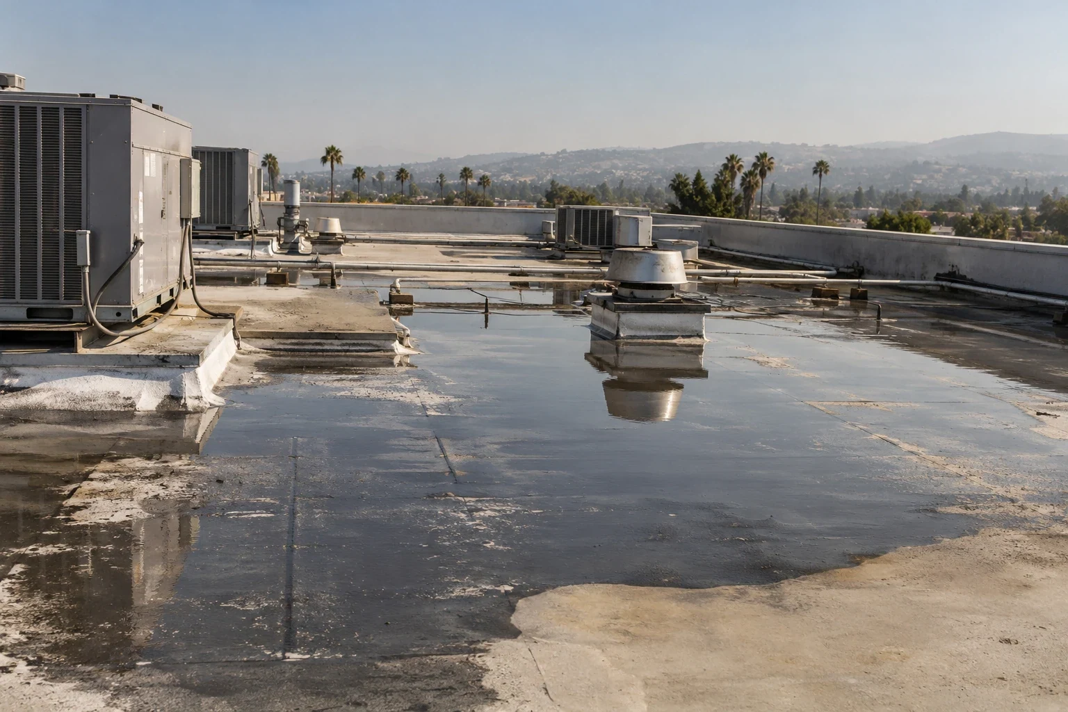 Ponding Water Roof Repair in Rialto, CA