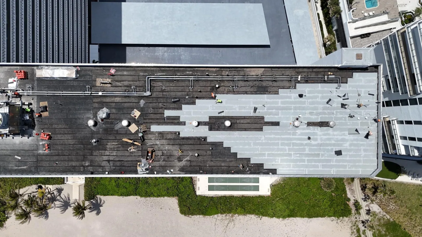 occupied-building roofing sequence